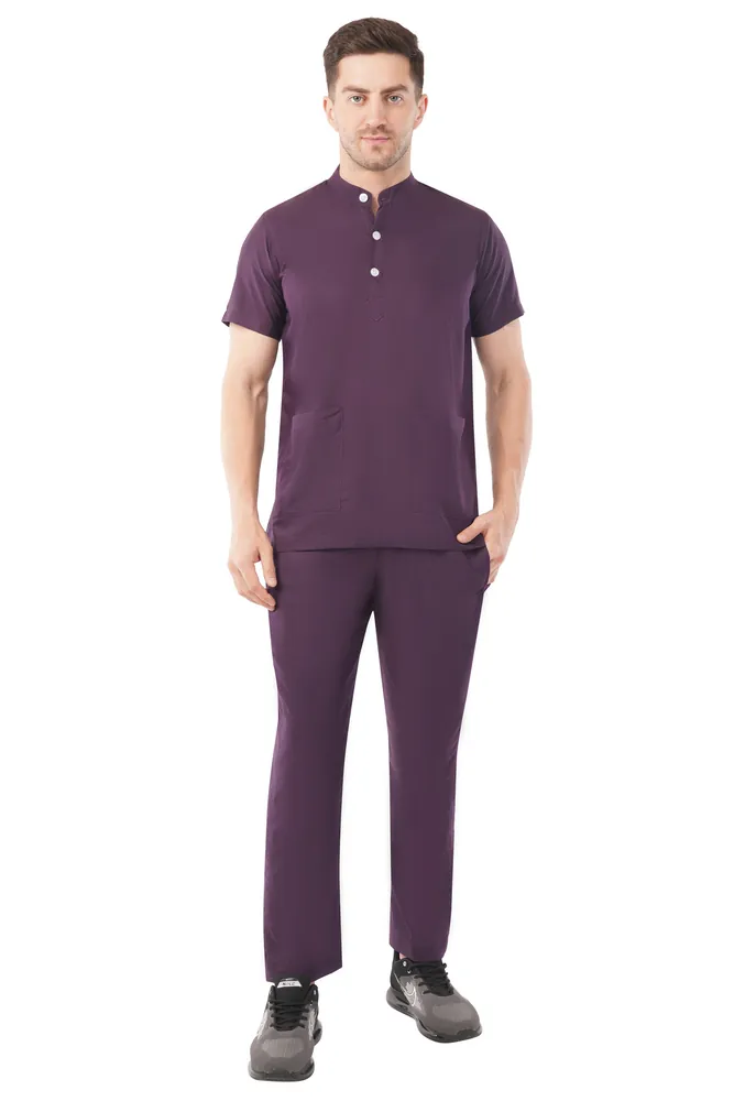 Mandarin Neck with 3 Buttons Mens Scrub